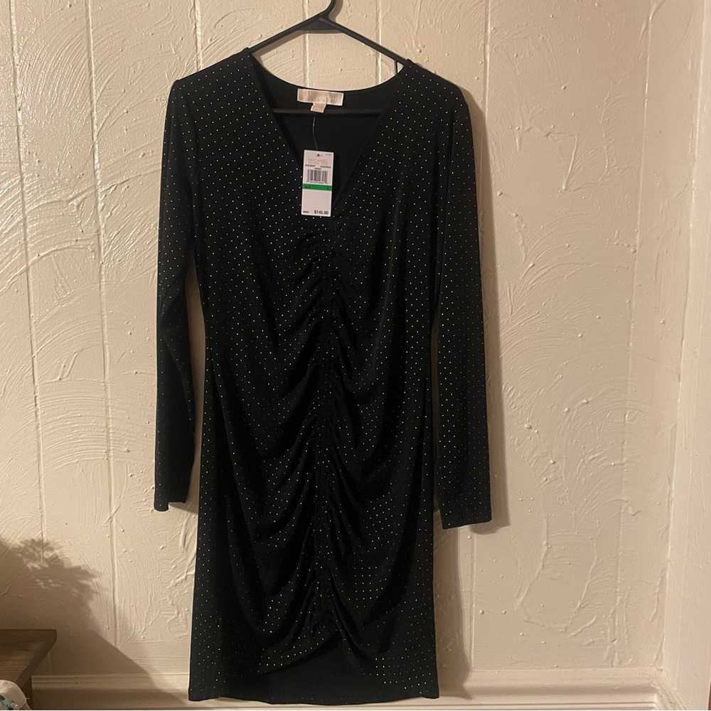 Michael Kors Elegant Black Long Sleeve Dress